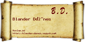 Blander Dénes névjegykártya